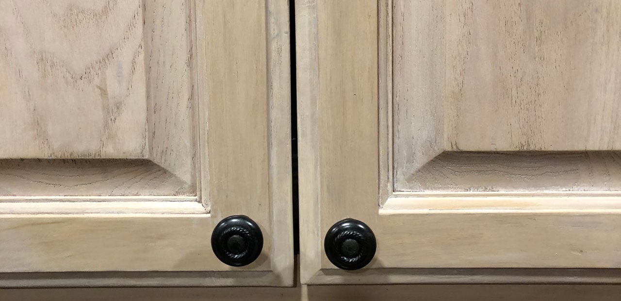 White washed or pickled cabinets restored in Keller, Texas